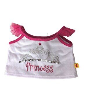 Build A Bear Workshop Princess Shirt Silver Crown Sequin Heart Jewel BAB